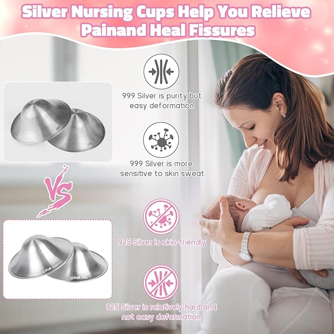 The Original Silver Nursing Cups, Nipple Covers - Image 5