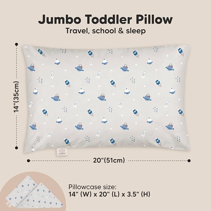 KeaBabies Toddler Pillow with Pillowcase, Jumbo 14X20 - Image 3