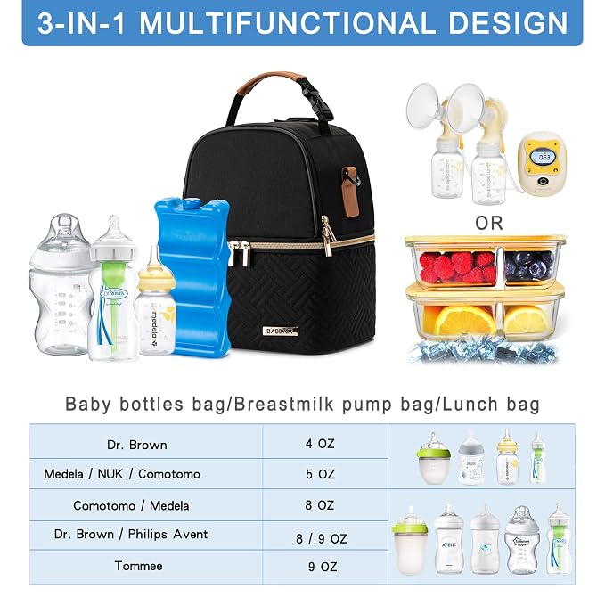 Breastmilk Cooler Bag with Ice Pack Fits 6 Baby Bottles up to 9 Ounce, Breast - Image 2