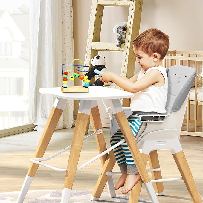 8 in 1 Convertible Wooden High Chair, Adjustable Baby High Chair - Image 6