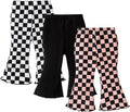 SOBOWO Checkered Baby Girl Flare Pants 3 Pack Toddler Bell Bottoms Plaid Ruffle by SOBOWO