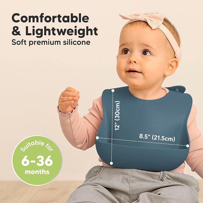 KeaBabies 2-Pack Silicone Baby Bibs - Image 3
