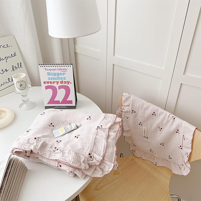 AOJIM Pink Cotton Muslin Kids Toddler Pillowcase Super Soft Baby Crib Bedding - Image 3