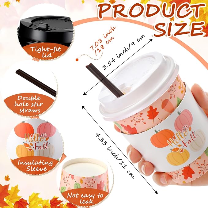 Lallisa 100 Sets Fall Thanksgiving Coffee Cup Bulk - Image 2
