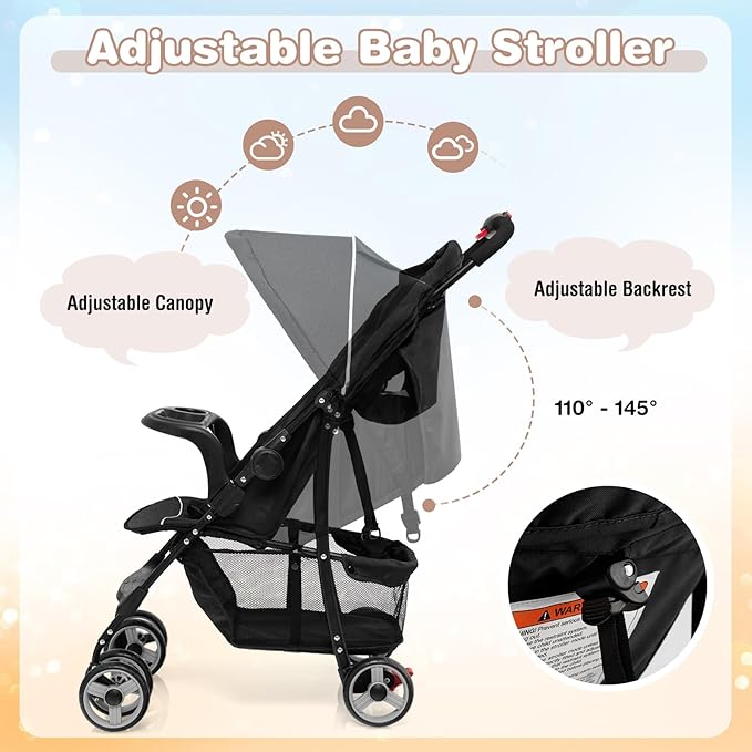 Baby Joy Lightweight Stroller, Compact Toddler Travel Stroller - Image 4