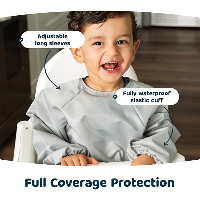 Tiny Twinkle Long Sleeve Bib for Babies & Toddlers – 2 Pack Waterproof Smock - Image 7