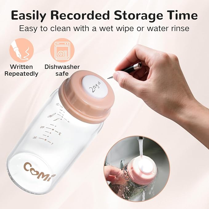 COMI Natural Glass Baby Bottle, Standard Neck Breastmilk Storage Bottle - Image 6