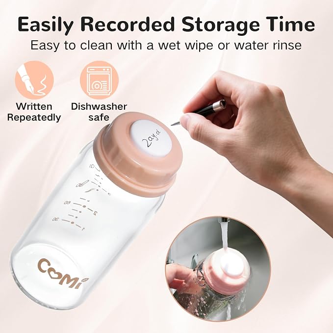 COMI Natural Glass Baby Bottle, Standard Neck Breastmilk Storage Bottle - Image 6