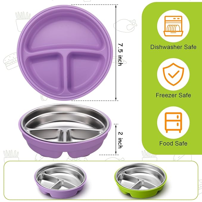 Nuogo 2 Pcs Stainless Steel Baby Suction Plates - Image 4