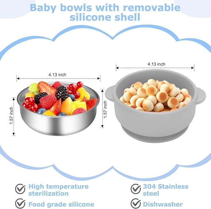2 Pack Stainless Steel Baby Bowls - Image 4
