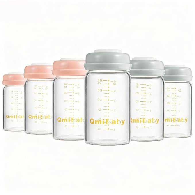 Breast Milk Storage Bottles 180ml 6oz BPA-Free Leak-Proof Baby Bottle by Qmibaby