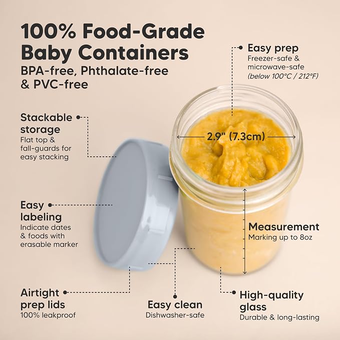 KeaBabies 4pk 8oz Glass Baby Food Containers - Image 2