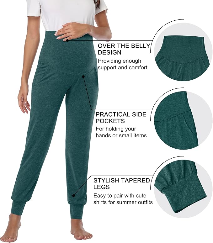 AMPOSH Women's Maternity Pants Stretchy Lounge Workout Pants Casual Loose Comfy - Image 2