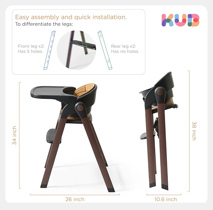 KUB High Chair for Babies and Toddlers Adjustable Foldable Convertible 5 Point - Image 7
