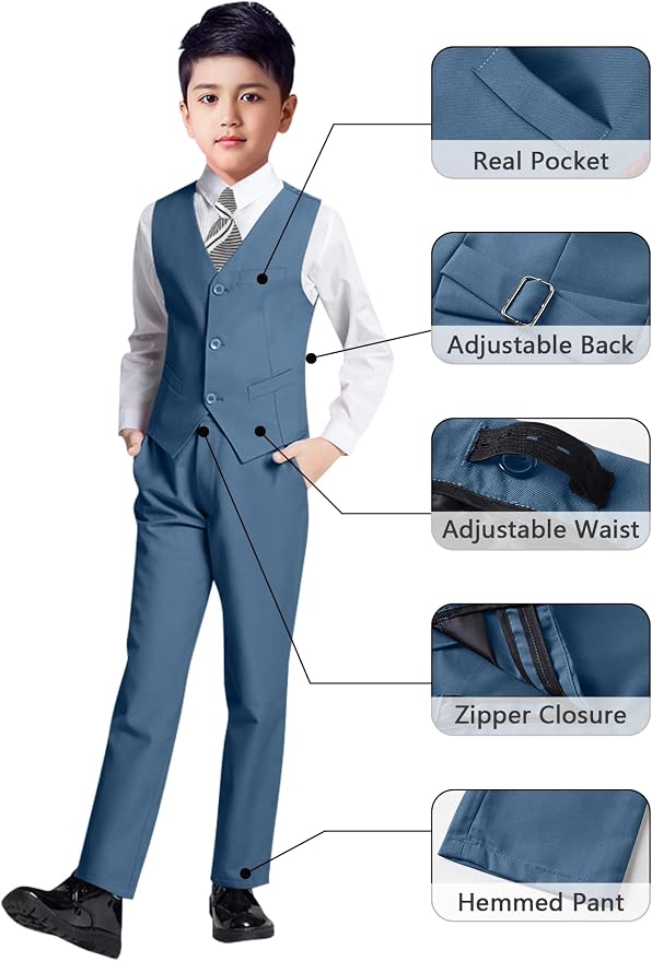 YuanLu Boys Suit for Kids Tuxedo Wedding Ring Bearer Outfit, 5 Piece Boy Slim - Image 4