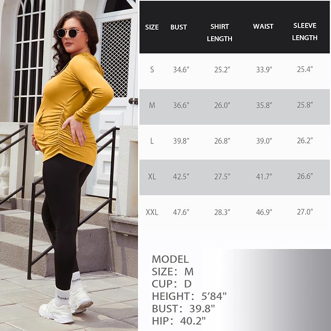 GINKANA Maternity Hoodie Long Sleeves Shirts Casual Maternity Top Pregnancy - Image 7