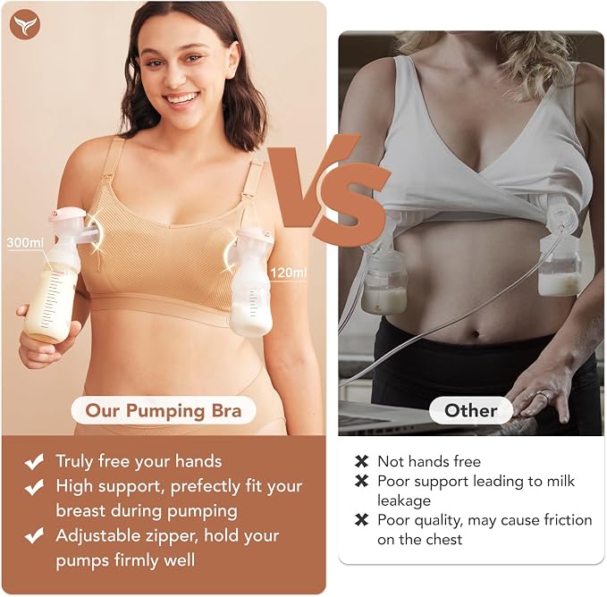 Pumping Bra Hands Free Zip Opening Seamless Nursing Bras - Image 3