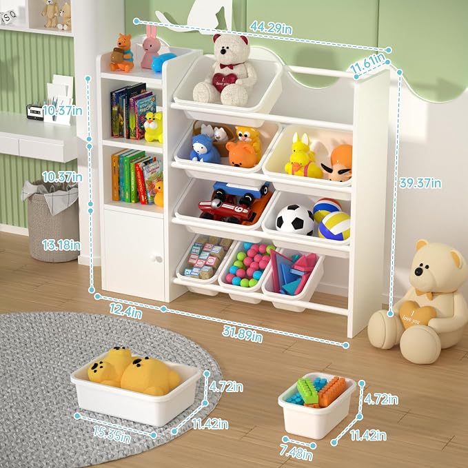 Toy Storage Organizer with 3 Shelves 1Lockers and 10 Bins, Toy Organizers - Image 2