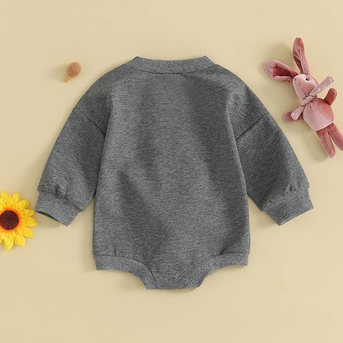VISGOGO Newborn Infant Baby Boy Girls Oversized Romper Little Dude Sweater - Image 4