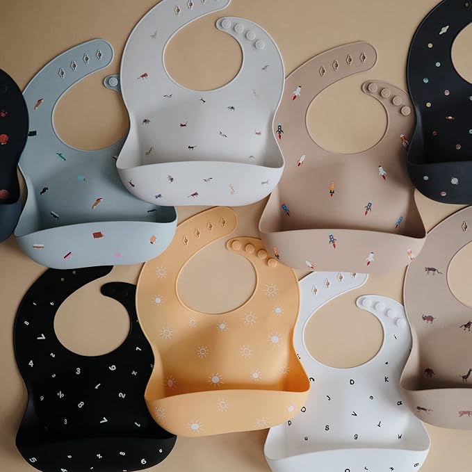 mushie Silicone Baby Bib | Adjustable Fit Waterproof Bibs - Image 2