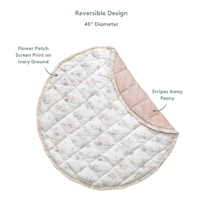 Pehr Baby Play Mat, Flower Patch | Ultra-Soft Quilted 100% Cotton Exterior - Image 7