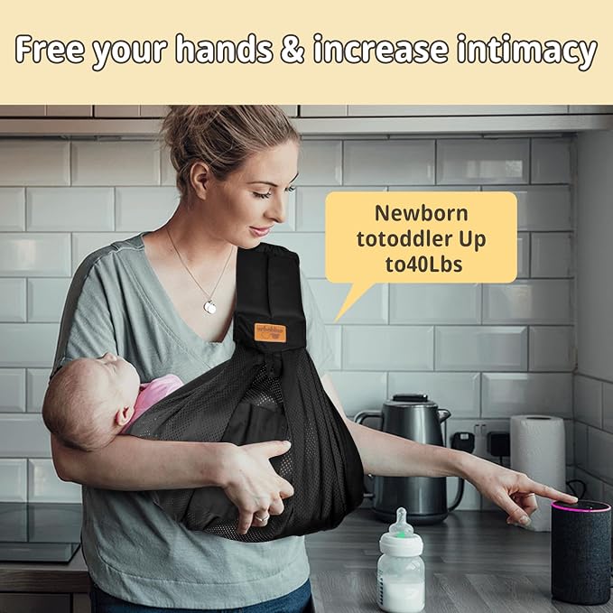 Baby Sling Carrier Newborn, Adjustable Easy Wearing Baby Nursing Warp Sling - Image 3