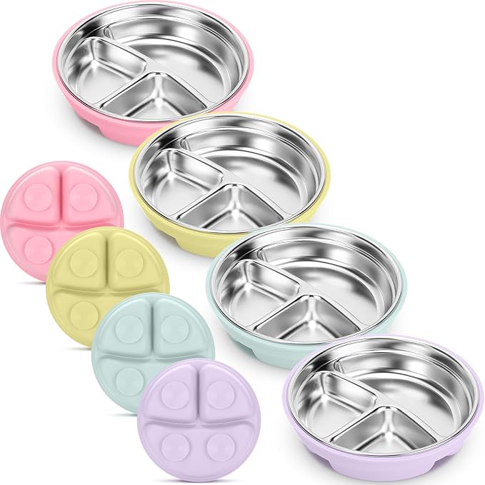 Nuogo 4 Pcs Stainless Steel Baby Suction Plates by Nuogo