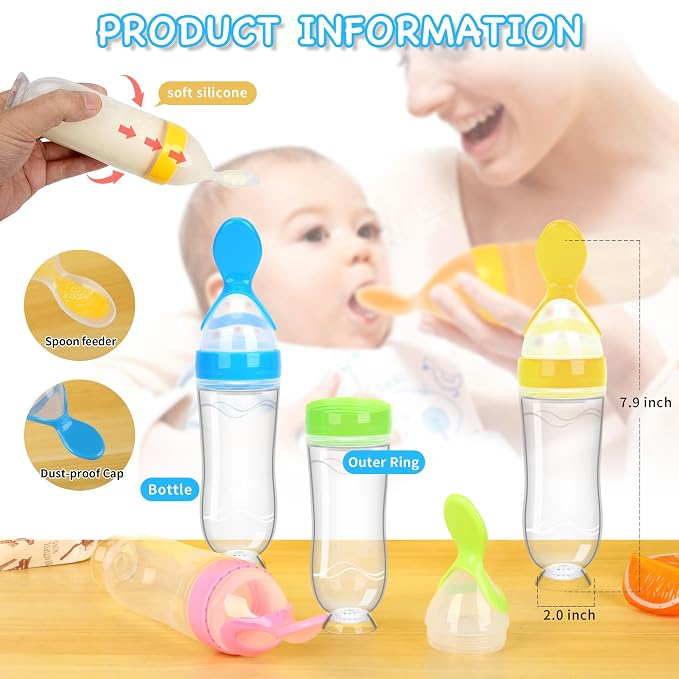 WAJIAYON Baby Food Feeder 3 Pack Silicone Baby Food Dispensing Spoon - Image 3