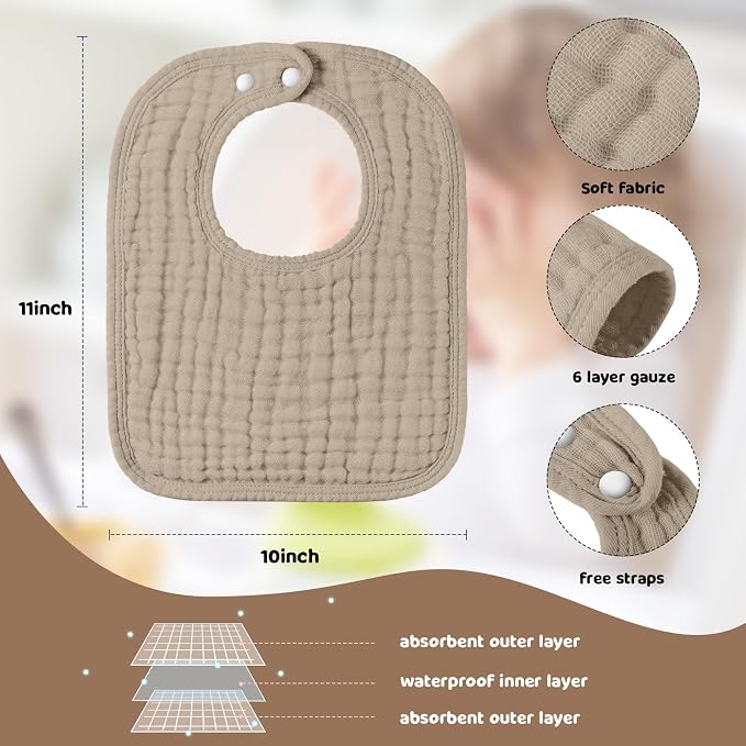 Tallew 8 Pack Baby Bibs and Muslin Burps - Image 3