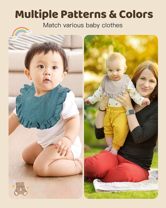Lictin 8-Pack Muslin Baby Bibs - Image 7