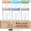 DRKIO 6 Pack Glass Baby Food Storage Containers by DRKIO