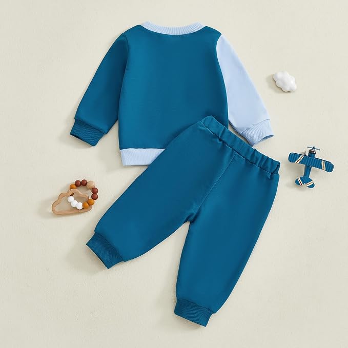 Kupretty Toddler Baby Boy Fall Winter Clothes Color Block Long Sleeve - Image 7