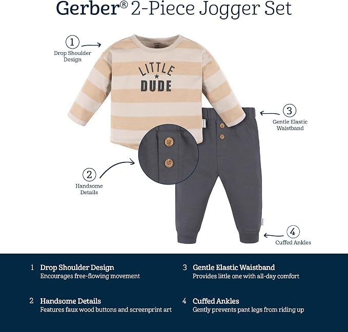 Gerber baby-boys Baby Boys' Jogger Set - Image 4