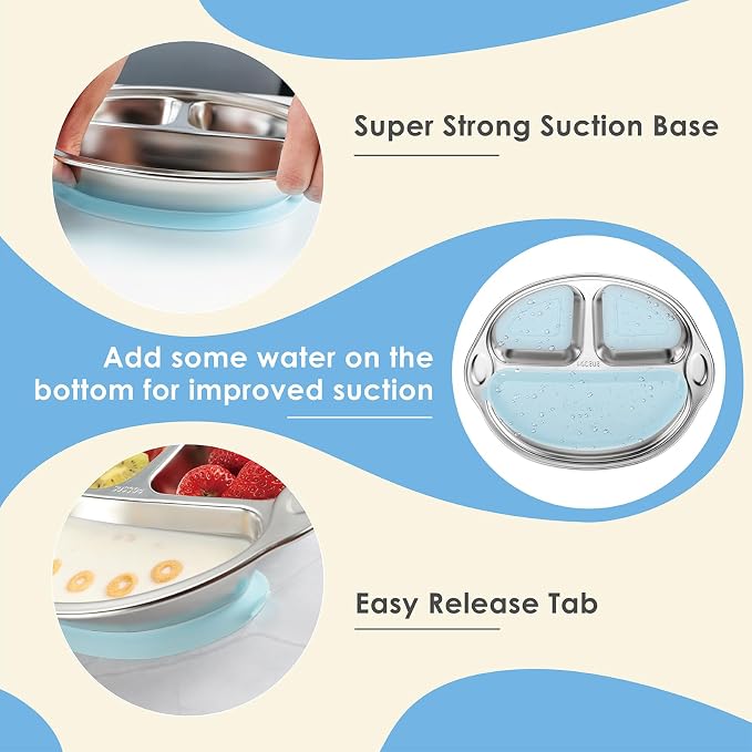 MR. CHOU Stainless Steel Baby Suction Plate, Divided Plates - Image 2