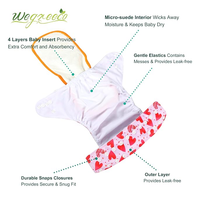 Wegreeco Cloth Diapers 6 Pack - Image 3
