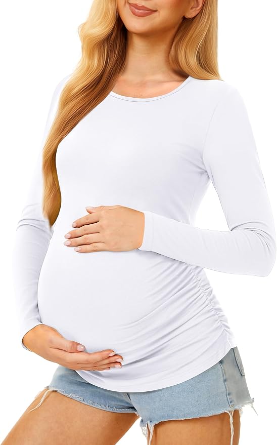 Maternity Shirts Long Sleeve Pregnancy Top by MIRAZEN
