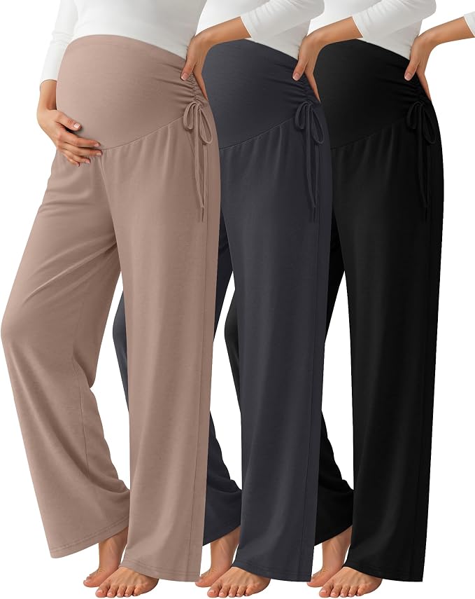 Neer 3 Pack Women's Maternity Pants Over The Belly Loose Pregnancy Pants by Neer