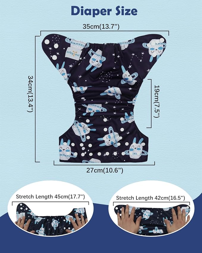 babygoal Boy Cloth Diapers Pack of 13, Baby Reusable Washable Pocket Nappy - Image 4