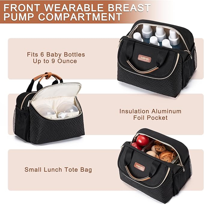 Breastmilk Cooler Bag with Ice Pack Fits 6 Baby Bottles up to 9 Ounce, Wearable - Image 3