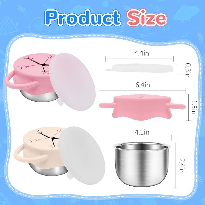 2 Pack Toddler Snack Containers –13.5oz Food Grade Stainless Steel Snack Cups - Image 5