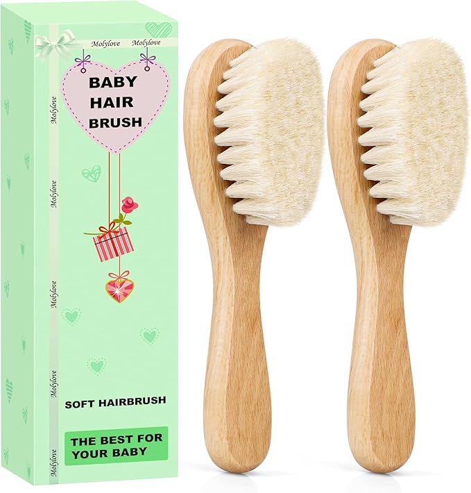 Baby Hair Brush, Wooden Baby Hair Brush by Molylove