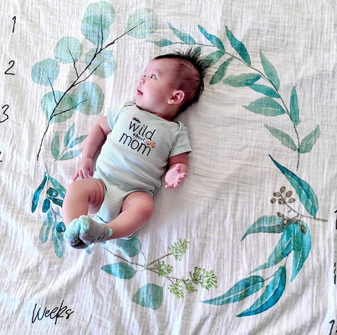 Organic Baby Monthly Milestone Blanket Newborn Boy Girl Unisex Gender Neutral| - Image 4
