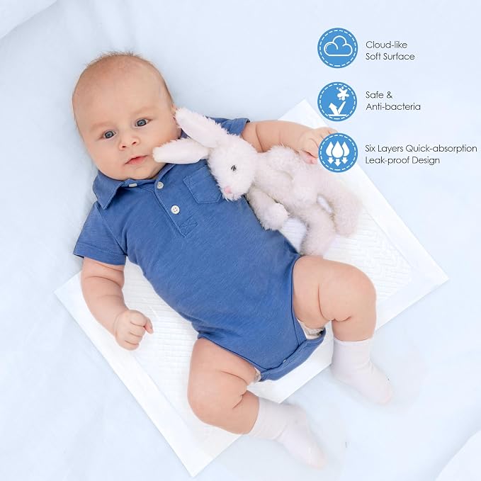 Disposable Changing Pads for Baby, 50 Pack 13" x 18" Super Soft Diaper Changing - Image 2