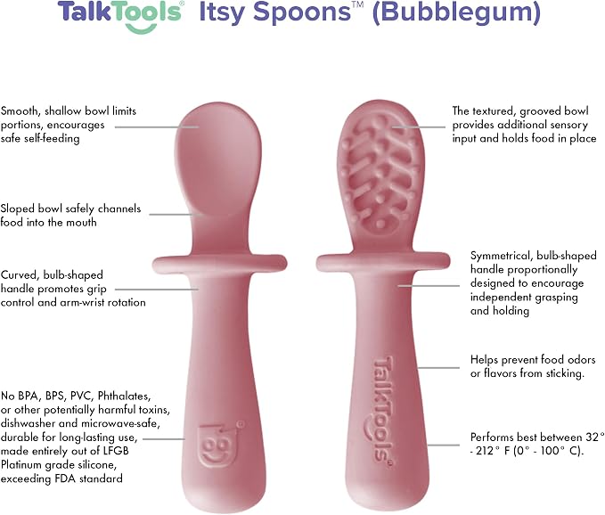 TalkTools ITSY Tiny Silicone Spoons – Twin Pack Soft Silicone Self-Feeding - Image 2
