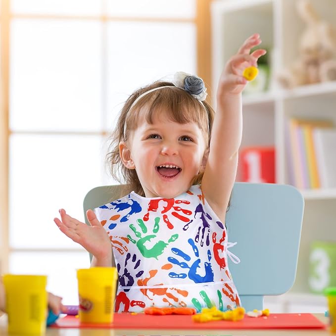 SATINIOR 2 Pieces Kids Art Smock Toddler Apron Waterproof Painting Artist Apron - Image 4