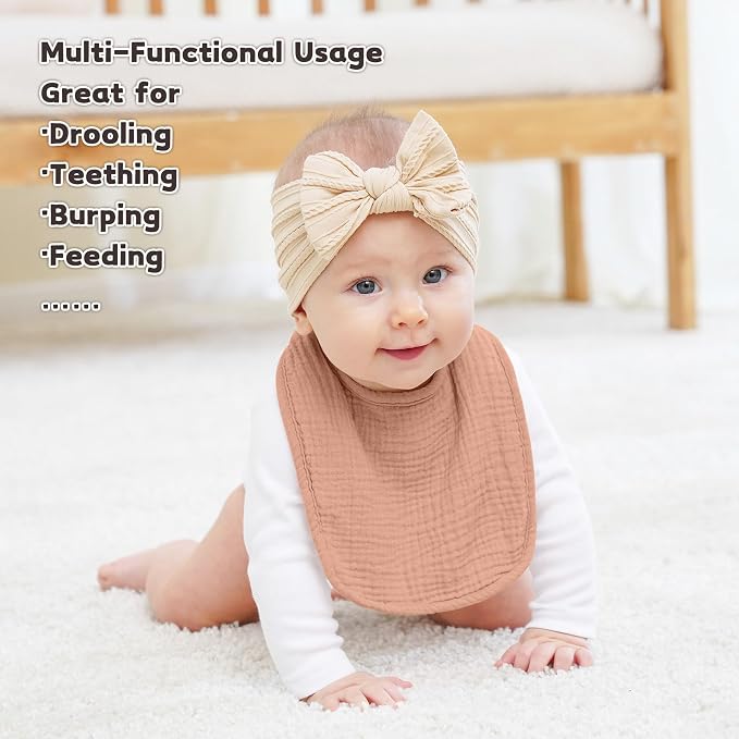 Susurration Muslin Baby Drool Bibs 6Pack Soft Square Adjustable Baby Bandana - Image 3