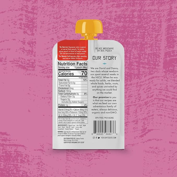 Kekoa Foods 100% USDA Certified-Organic Vegetarian Baby Food Puree Variety - Image 7