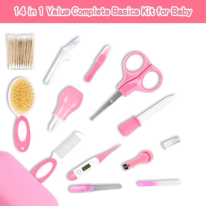 Baby Grooming Kit，Infant Safety Care Setwith Hair Brush Comb Nail Clipper Nasal - Image 2