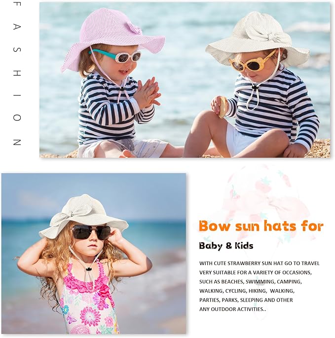 Baby Girl Sun Hat with UPF 50+ Outdoor Adjustable Beach Hat with Wide Brim - Image 2