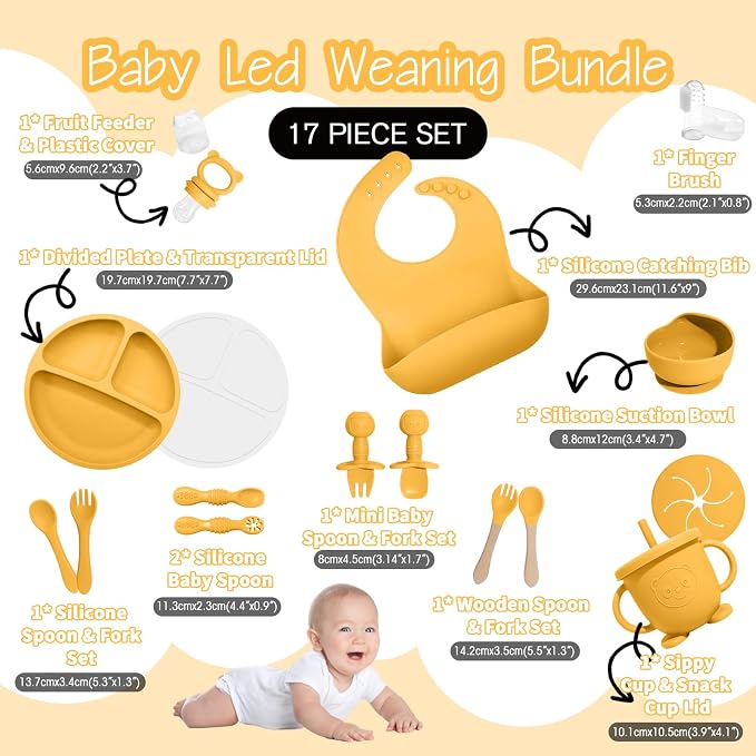 Baby Led Weaning Supplies, 17 Piece BPA-Free Silicone Feeding Set, Eating - Image 2